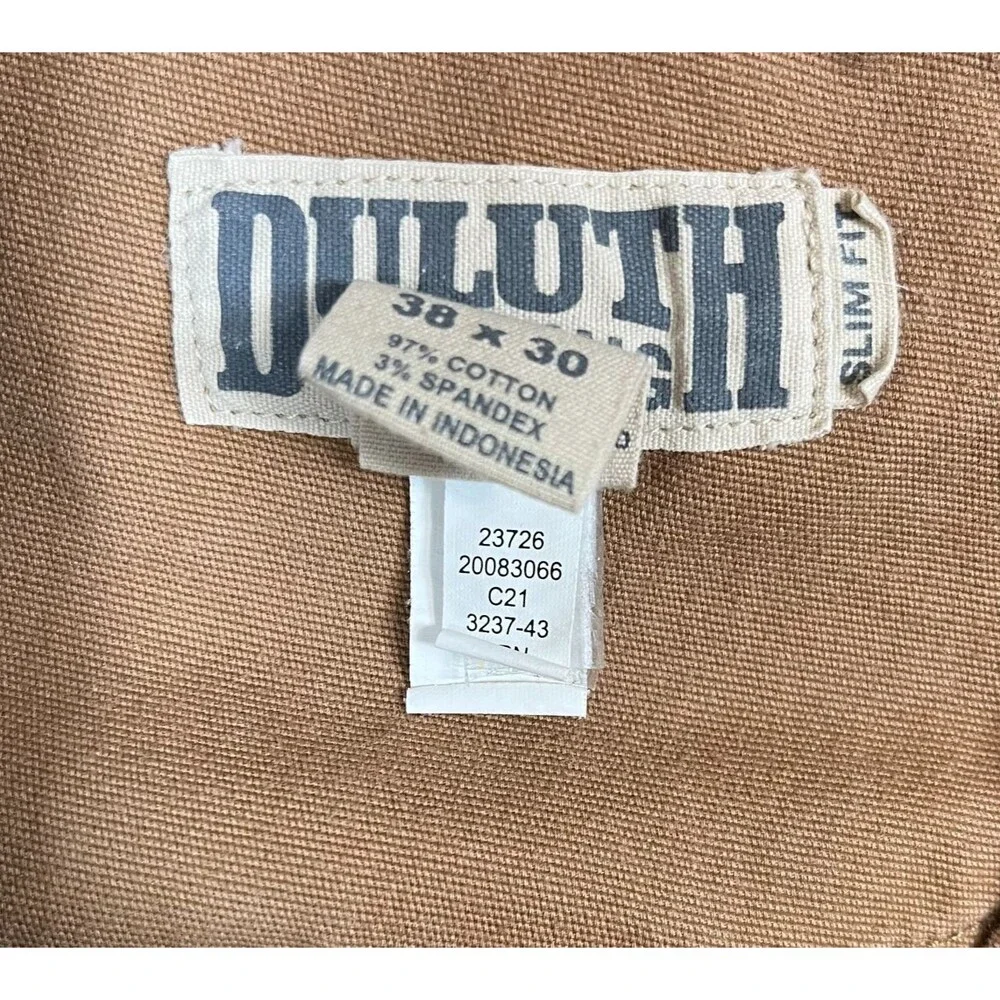 Duluth Trading Co. Flex Fire Hose Pants Men's 38x30 (Fits 37x29) Brown Canvas